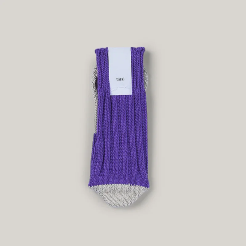 Plus Size Women's Embroidered Sweaters in Ethnic StylesTS(S) UNPAIRED COTTON RIB SOCK (SINGLE) - PURPLE Plus Size Women's Embroidered Sweaters in Ethnic StylesTS(S) UNPAIRED COTTON RIB SOCK (SINGLE) - PURPLE