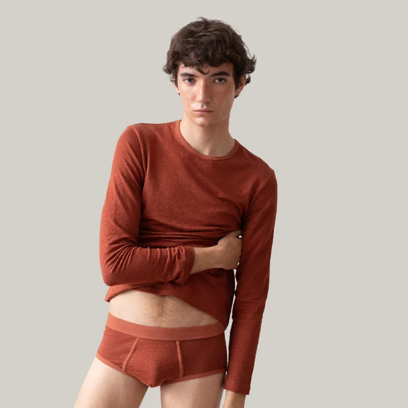 Boat Neck Women's Merino Wool Sweaters in Neutral ShadesTA-CT LONG SLEEVE T-SHIRT BABOR - RUST