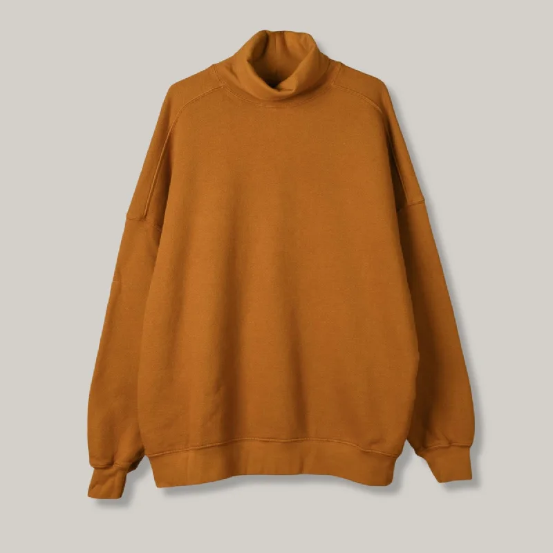 Hooded Women's Fleece - Lined Sweaters for WinterMONITALY SUPER RUSSELL TURTLE NECK SWEATSHIRT - MUSTARD
