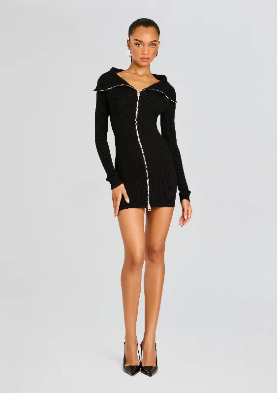 V - Neck Women's Ribbed Wool Sweaters for FallVesper Off Shoulder Knit Mini Dress