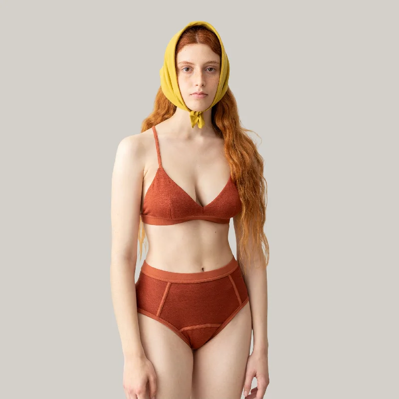 Plus Size Women's Belted Cable Knit SweatersTA-CT HIGH BRIEFS CINTO - RUST