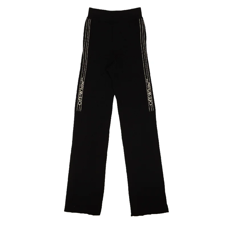 Black Logo Stripe Pants