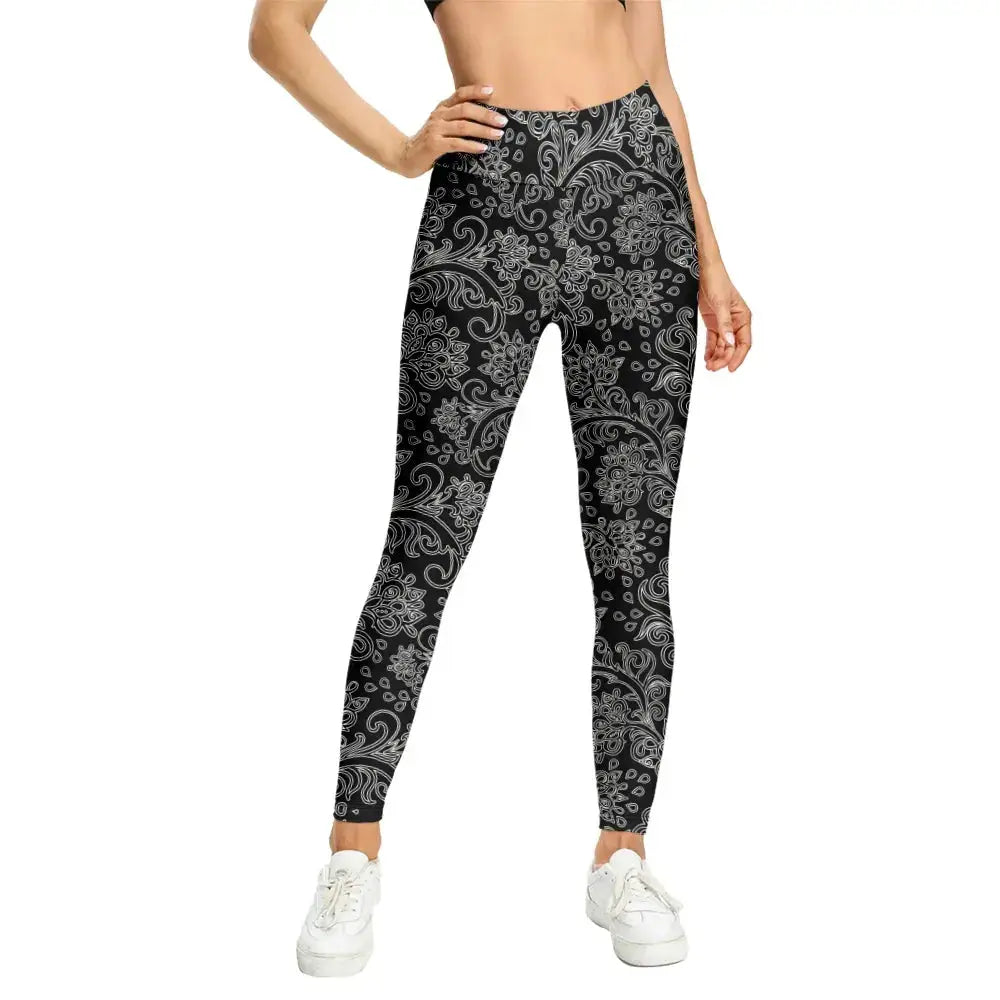 High Waist 3D Floral Print Leggings for Women