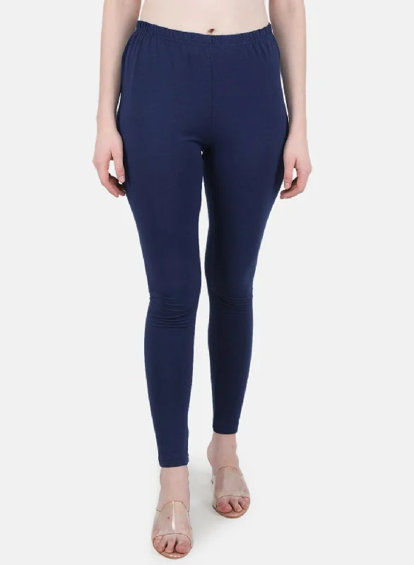 Women Blue Solid Legging