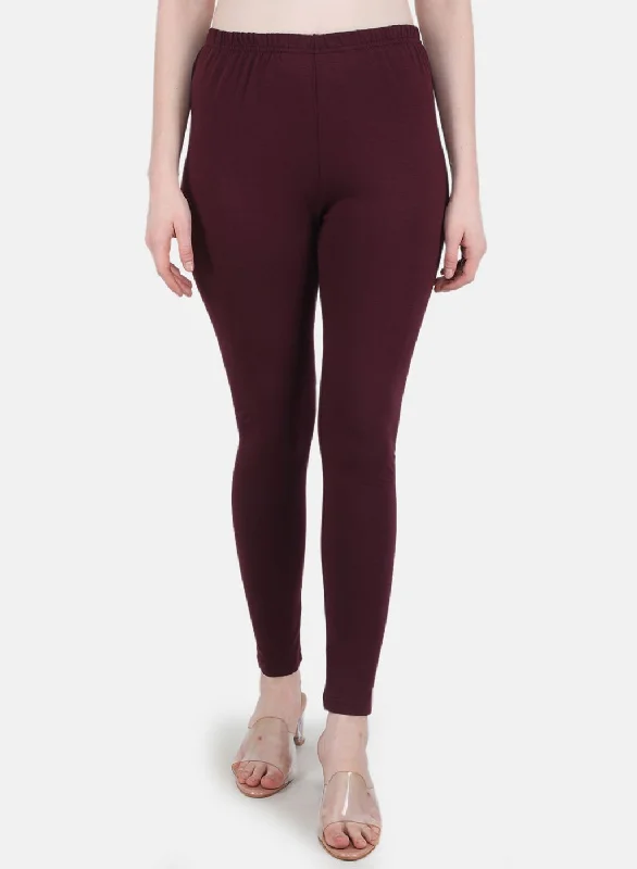 Compression women leggings for post - workout recovery and muscle supportWomen Maroon Solid Legging Compression women leggings for post - workout recovery and muscle supportWomen Maroon Solid Legging