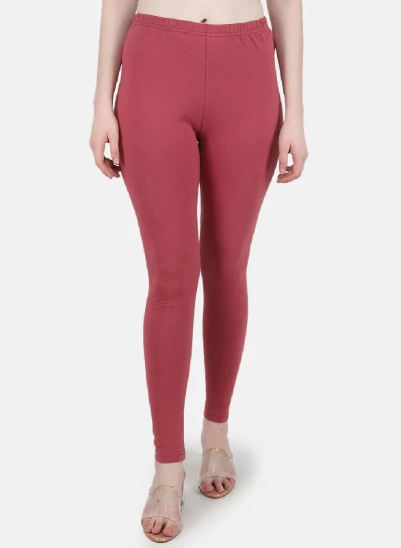 Lace - trimmed women leggings for an elegant and romantic touchWomen Pink Solid Legging Lace - trimmed women leggings for an elegant and romantic touchWomen Pink Solid Legging