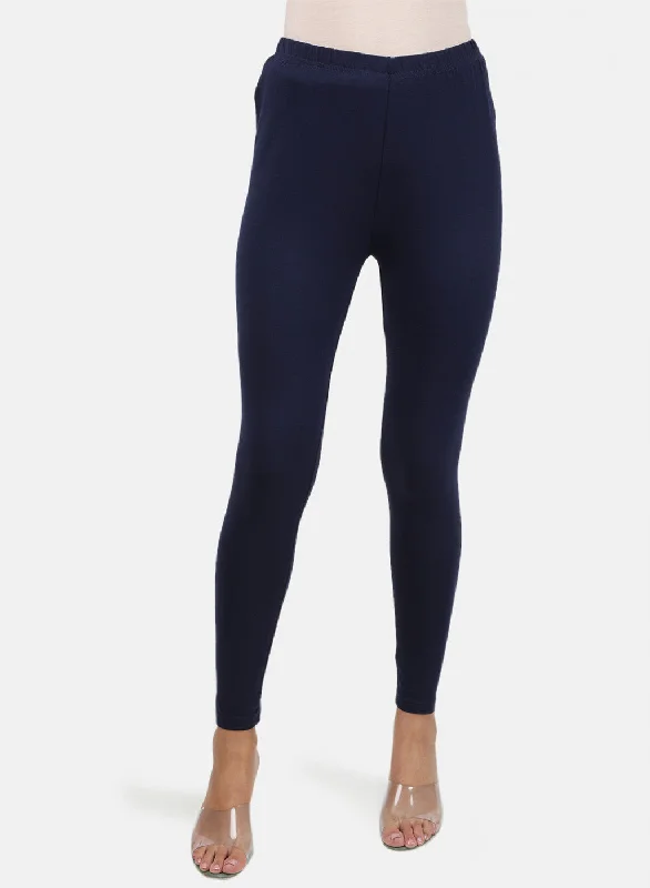 Womens Blue Plain Legging