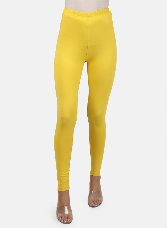 Womens Yellow Plain Legging