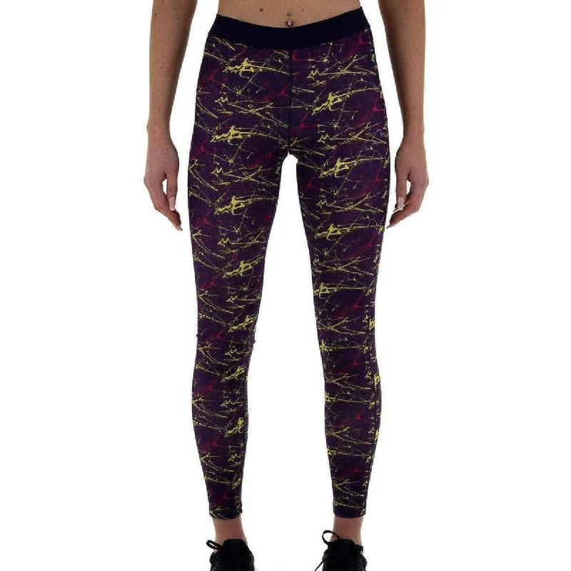 Belted women leggings for a defined waist and added styleMore Mile Go For It Printed Womens Long Running Tights - Purple