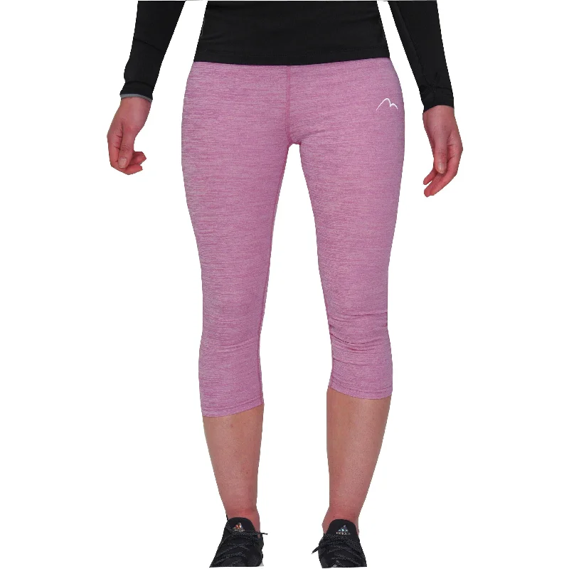 More Mile Heather Womens 3/4 Capri Running Tights - Pink