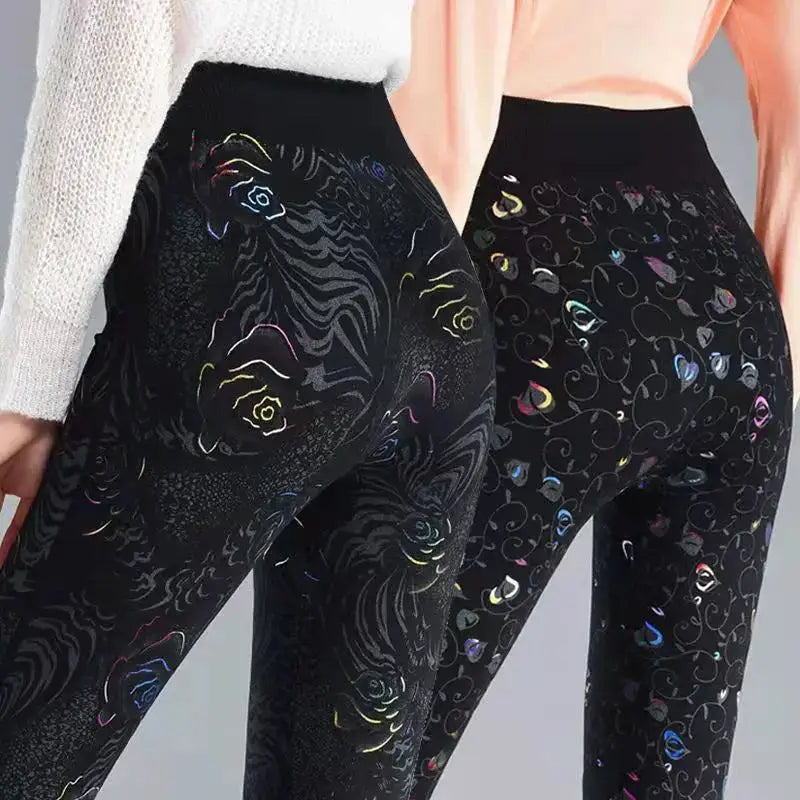 Jegging - style women leggings combining jeans look and leggings comfortHigh Waist Retro Print Black Leggings for Women Jegging - style women leggings combining jeans look and leggings comfortHigh Waist Retro Print Black Leggings for Women