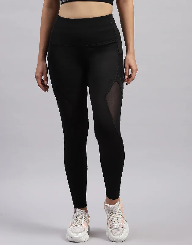 Women Black Solid Regular Fit Legging