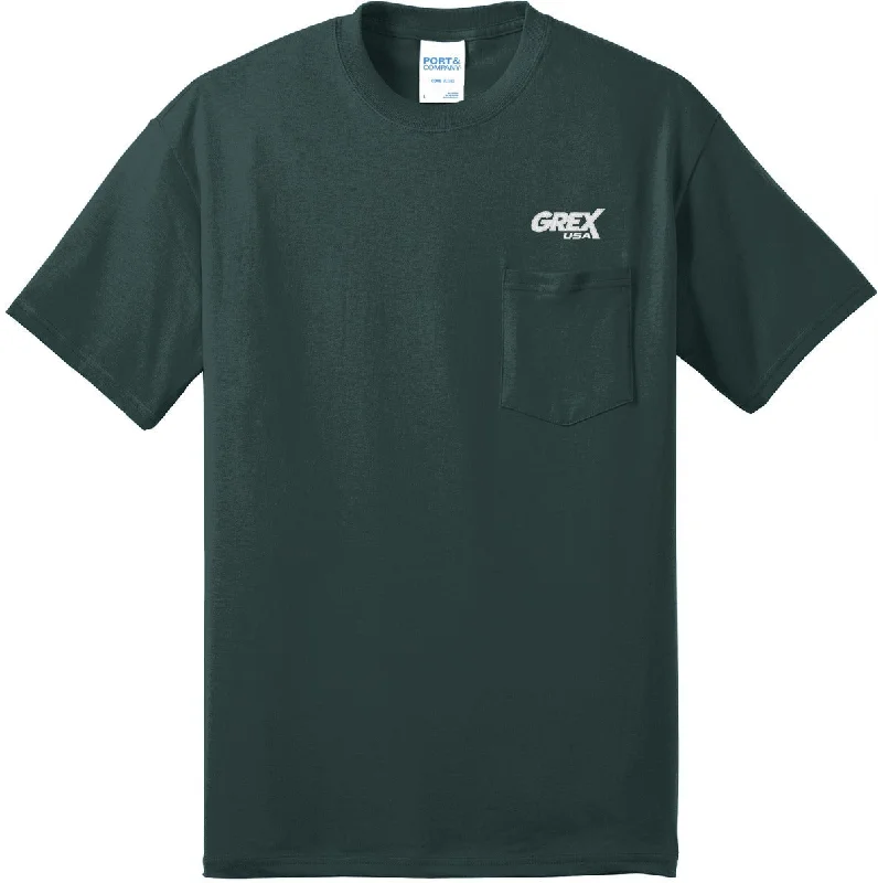 Embroidered Women T Shirt with Intricate DetailsPort & Company Core Blend Pocket Tee Embroidered Women T Shirt with Intricate DetailsPort & Company Core Blend Pocket Tee