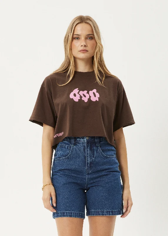 Floral Print Women T Shirt for a Feminine TouchAFENDS Womens Alohaz - Slay Cropped Tee - Coffee Floral Print Women T Shirt for a Feminine TouchAFENDS Womens Alohaz - Slay Cropped Tee - Coffee