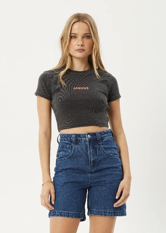 Sheer Women T Shirt for a Stylish and Alluring LookAFENDS Womens Dillon Abbie - Rib Cropped Tee - Stone Black Sheer Women T Shirt for a Stylish and Alluring LookAFENDS Womens Dillon Abbie - Rib Cropped Tee - Stone Black