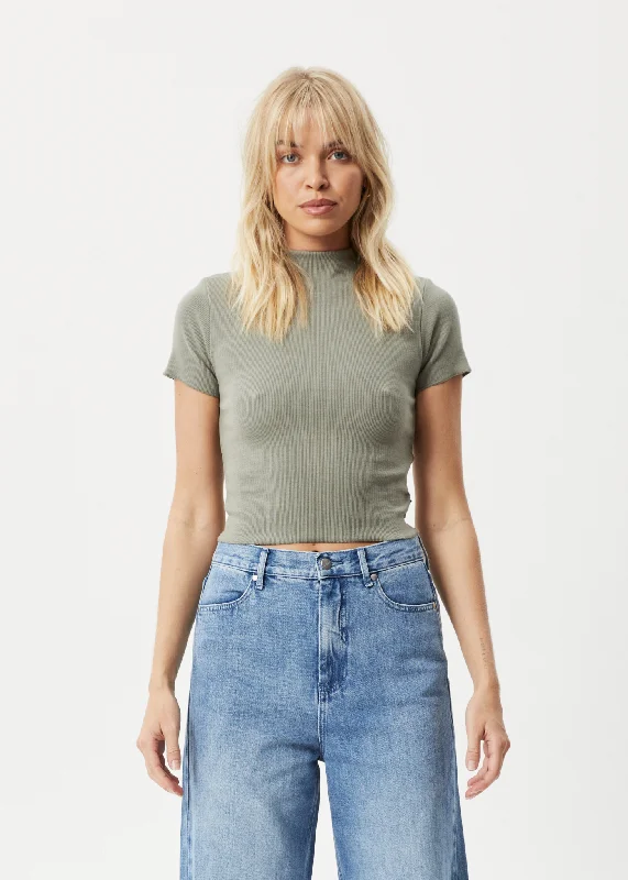 Pocketed Women T Shirt for Added FunctionalityAFENDS Womens Iconic - Ribbed T-Shirt - Olive