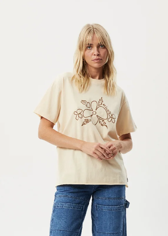 Long Sleeve Women T Shirt for Cooler WeatherAFENDS Womens Island - Oversized T-Shirt - Sand