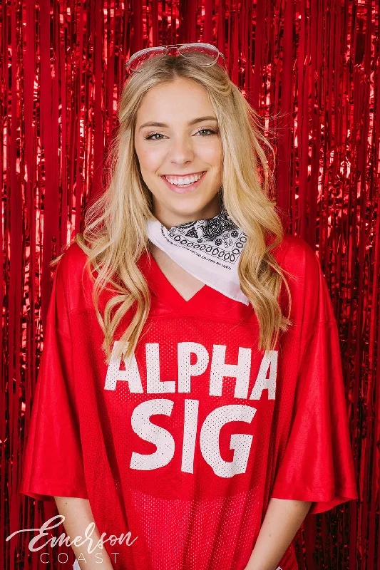 Moisture - Wicking Women T Shirt for Active LifestylesAlpha Sigma Alpha Football Bid Day Jersey Moisture - Wicking Women T Shirt for Active LifestylesAlpha Sigma Alpha Football Bid Day Jersey