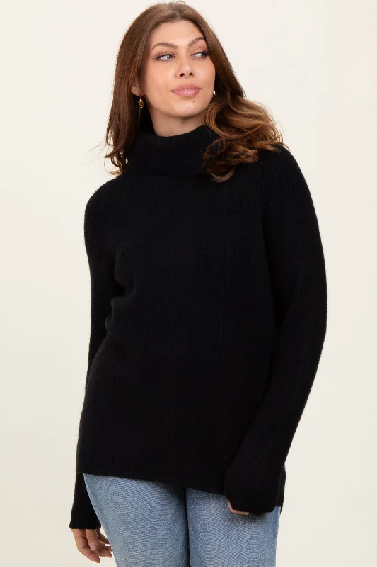 Cropped Women's Angora Blend Sweaters for a Trendy LookBlack Basic Ribbed Turtle Neck Sweater Cropped Women's Angora Blend Sweaters for a Trendy LookBlack Basic Ribbed Turtle Neck Sweater