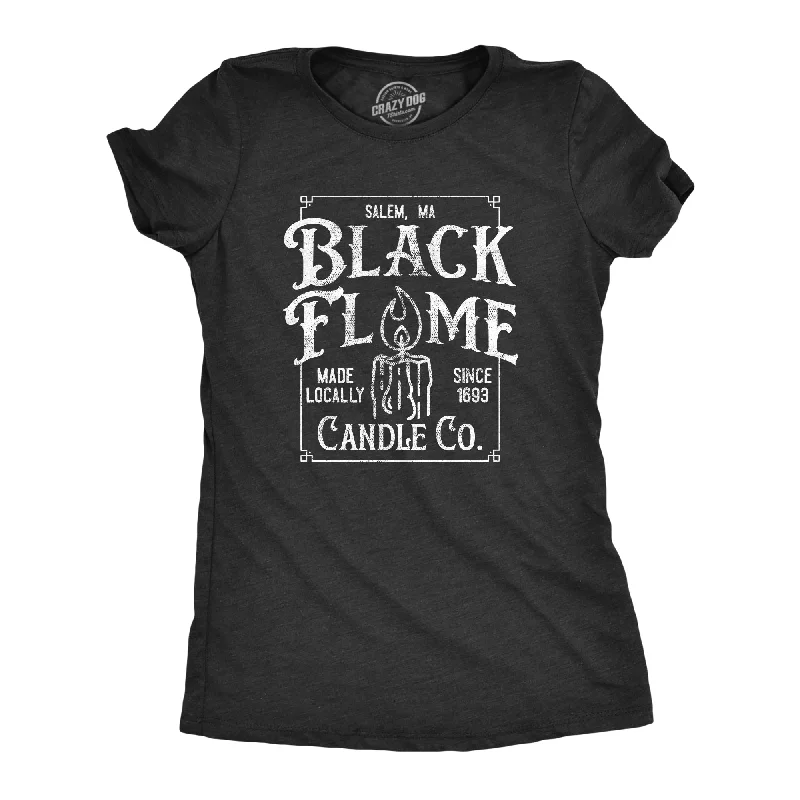 Distressed Women T Shirt with a Laid - Back AestheticBlack Flame Candle Co Women's T Shirt