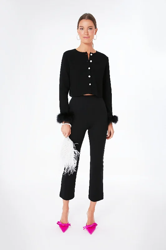 cable knit women cardigan with intricate patternsBlack Knitted Cardigan with Detachable Feathers cable knit women cardigan with intricate patternsBlack Knitted Cardigan with Detachable Feathers