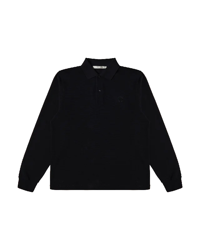 Sequined Women T Shirt for a Sparkly Night OutBLACK LONG-SLEEVE POLO SHIRT