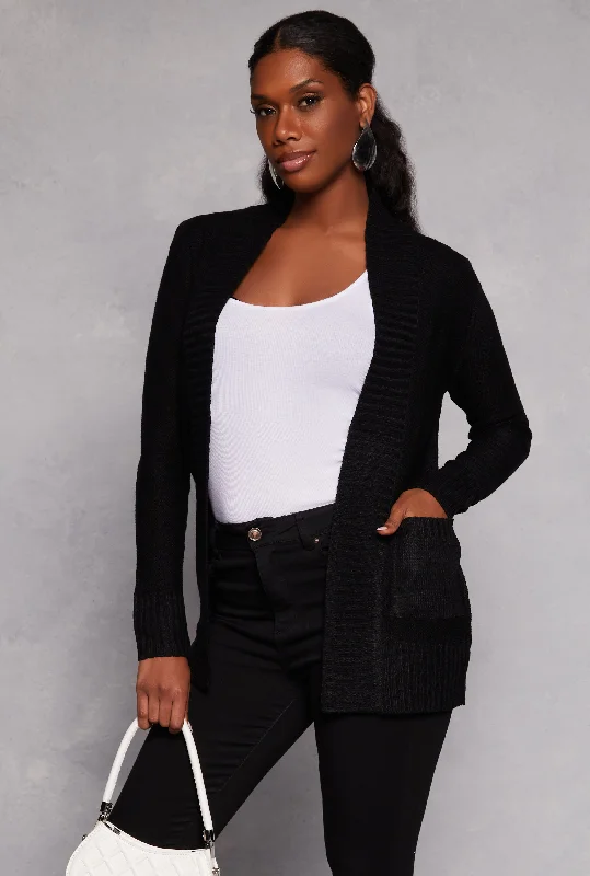 lightweight women cardigan for spring and fallOpen Front Pocket Cardigan