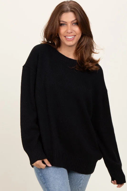 Tie - Front Women's Lambswool Sweaters in Pastel HuesBlack Soft Knit Basic Sweater