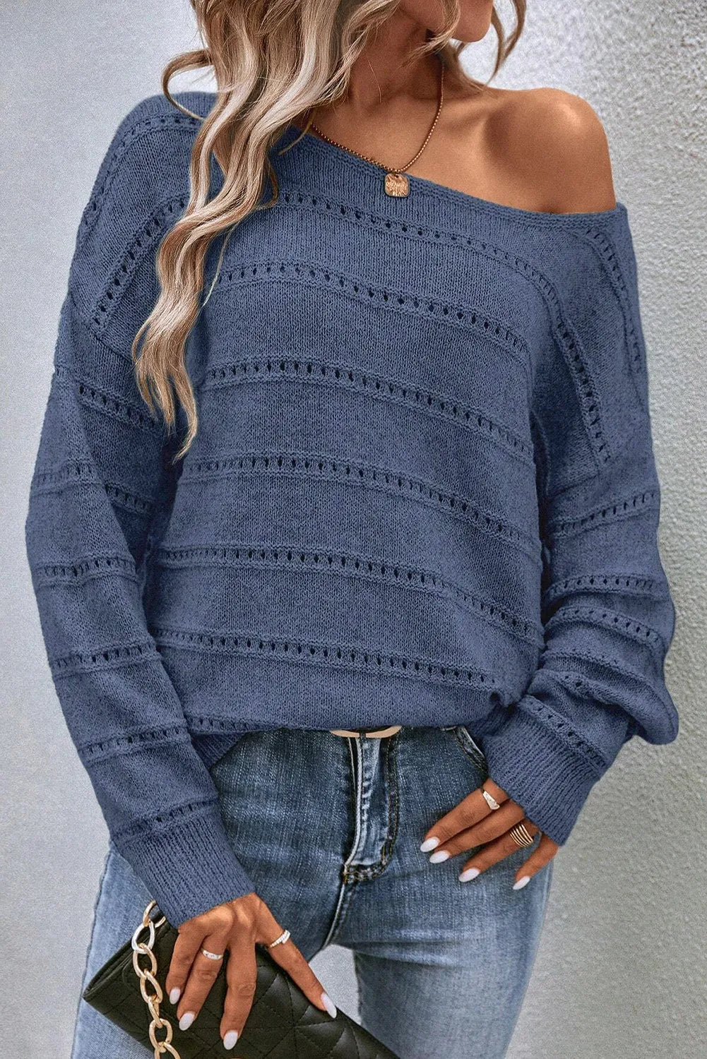 Bell - Sleeve Women's Mohair - Wool Blend SweatersLittle Trip Boat Neck Sweater