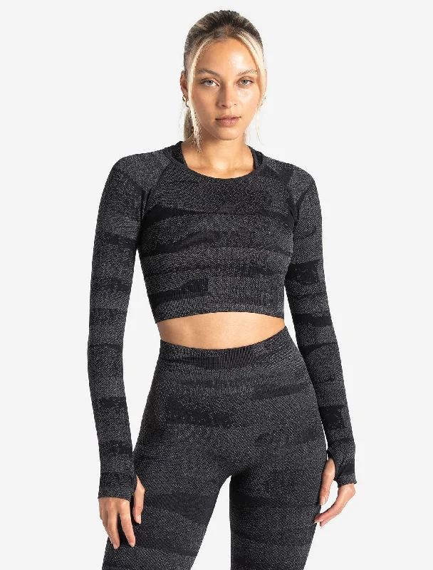 Crew Neck Women T Shirt with a Timeless DesignBoost Seamless Long Sleeve Crop Top - Black Crew Neck Women T Shirt with a Timeless DesignBoost Seamless Long Sleeve Crop Top - Black