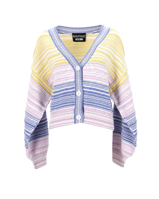 Boutique Moschino Stripe Cardigan in Multicolor Cotton