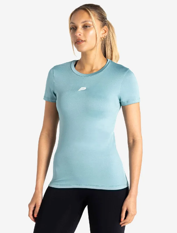 Sequined Women T Shirt for a Sparkly Night OutBreathEasy® Full-Length T-Shirt - Dusky Blue Sequined Women T Shirt for a Sparkly Night OutBreathEasy® Full-Length T-Shirt - Dusky Blue