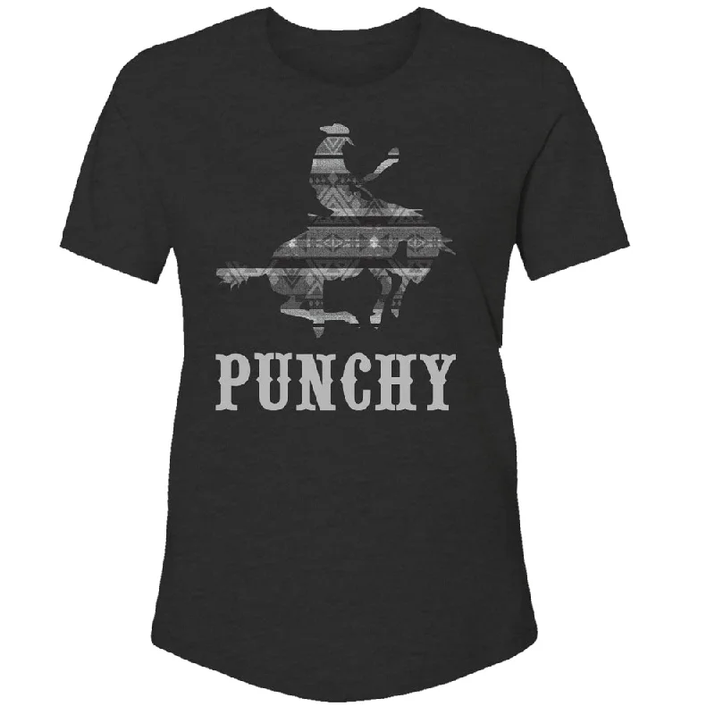 Organic Cotton Women T Shirt for Eco - Conscious Wearers"Bronc" Charcoal Heather w/Grey Serape T-shirt Organic Cotton Women T Shirt for Eco - Conscious Wearers"Bronc" Charcoal Heather w/Grey Serape T-shirt
