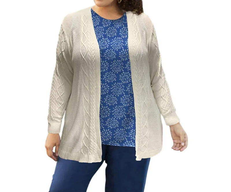 Cable Duster Cardigan - Plus In Cream