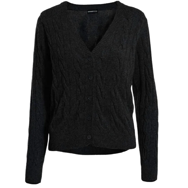 hooded women cardigan for added warmth and styleCable Knit Cardigan In Black