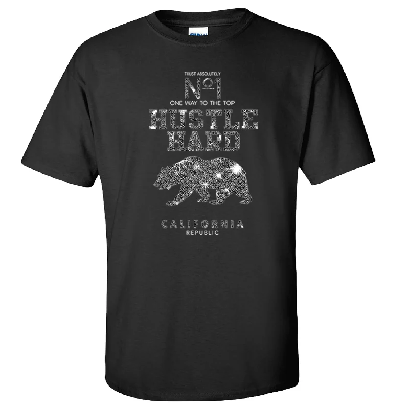 Crew Neck Women T Shirt with a Timeless DesignCalifornia Hustle Hard Sparkle Asst Colors T-shirt/tee Crew Neck Women T Shirt with a Timeless DesignCalifornia Hustle Hard Sparkle Asst Colors T-shirt/tee