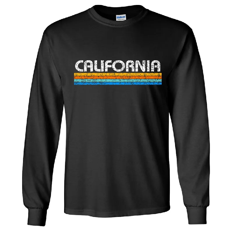 Distressed Women T Shirt with a Laid - Back AestheticCalifornia Vintage Stripe Long Sleeve Shirt Distressed Women T Shirt with a Laid - Back AestheticCalifornia Vintage Stripe Long Sleeve Shirt