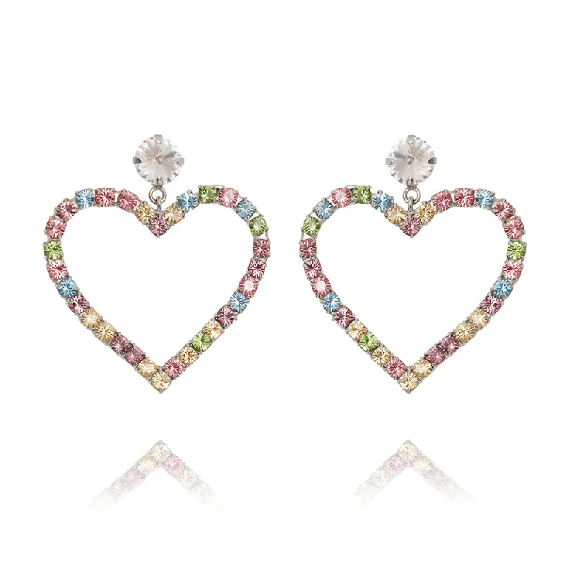 Plus Size Women's Belted Cable Knit SweatersCaroline Svedbom Heart Statement Earrings Rhodium Pastel Combo Plus Size Women's Belted Cable Knit SweatersCaroline Svedbom Heart Statement Earrings Rhodium Pastel Combo