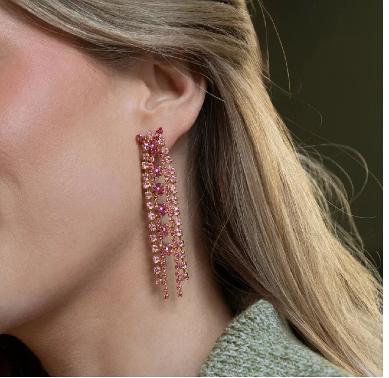 Open - Front Women's Cardigan - Style Mohair SweatersCaroline Svedbom Petite Penelope Earrings Gold Pink Combo Open - Front Women's Cardigan - Style Mohair SweatersCaroline Svedbom Petite Penelope Earrings Gold Pink Combo