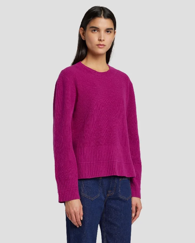V - Neck Women's Ribbed Wool Sweaters for FallCashmere Crewneck Sweater in Raspberry V - Neck Women's Ribbed Wool Sweaters for FallCashmere Crewneck Sweater in Raspberry