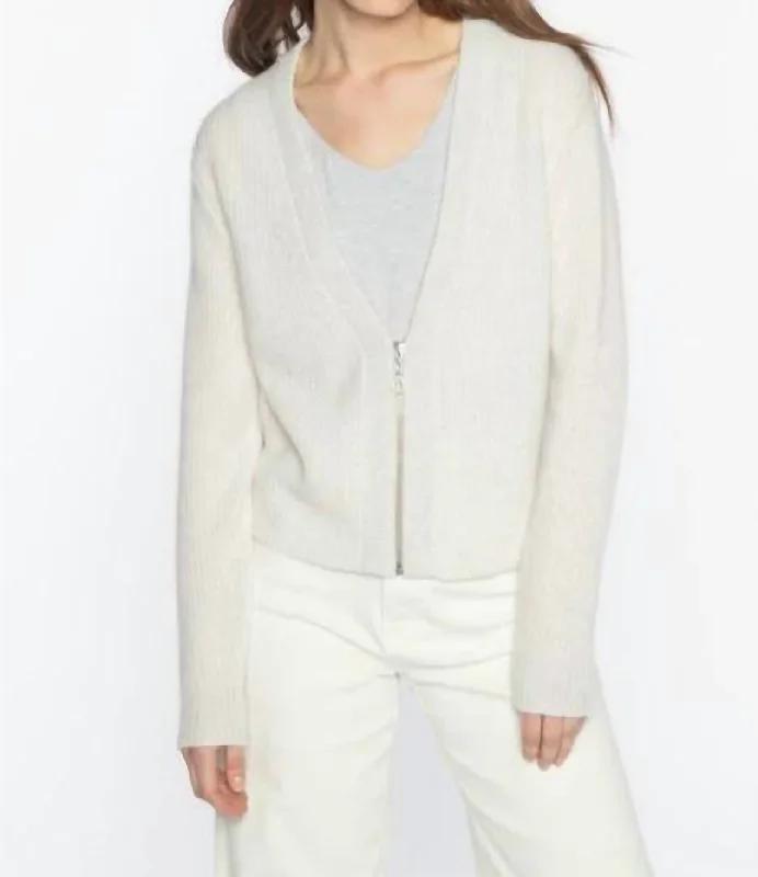 cashmere blend women cardigan for a luxurious feelCashmere Crop Lurex Trim Zip Cardigan In Whisper cashmere blend women cardigan for a luxurious feelCashmere Crop Lurex Trim Zip Cardigan In Whisper