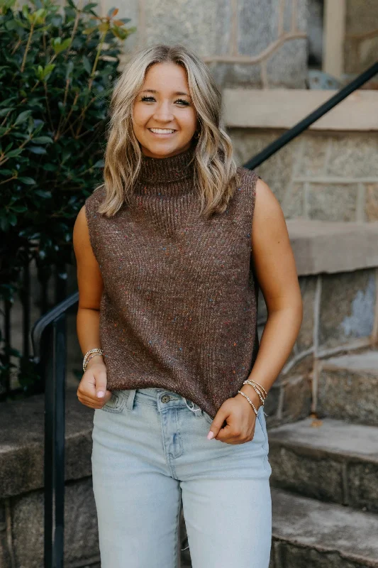 Plus Size Women's Belted Cable Knit SweatersCassandra Sleeveless Turtle Neck Sweater Plus Size Women's Belted Cable Knit SweatersCassandra Sleeveless Turtle Neck Sweater