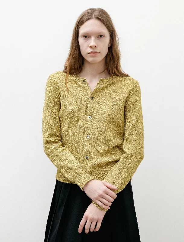 ribbed women cardigan with a classic textureGold Cardigan