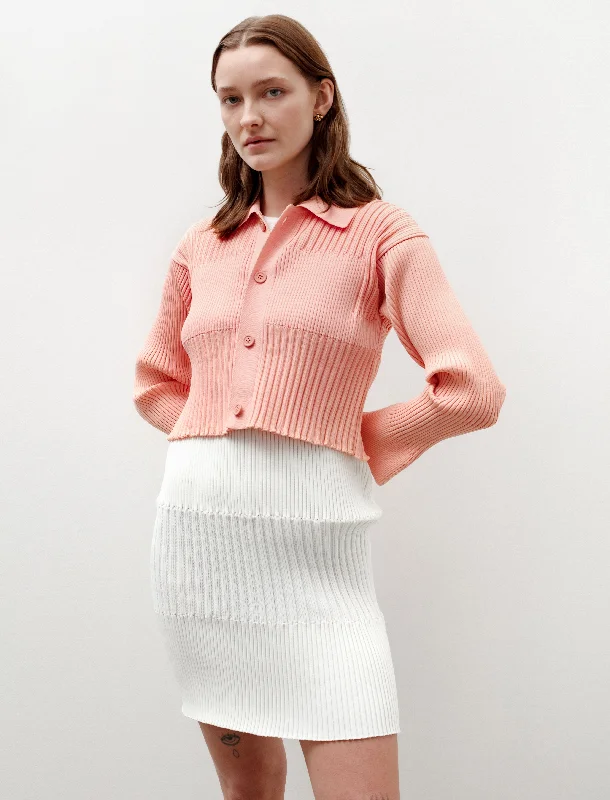 plus size women cardigan for comfortable layeringFluted Cardigan 2 Salmon