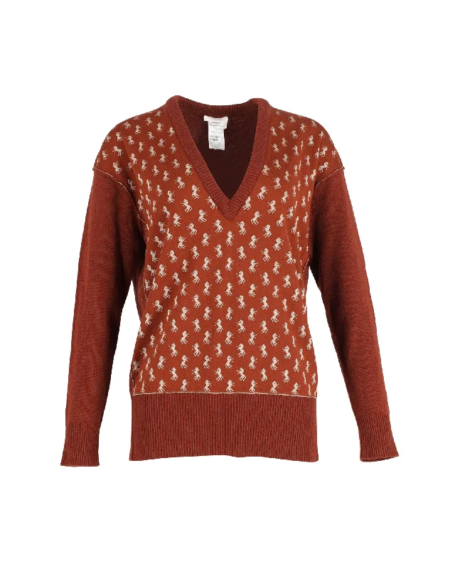 Plus Size Women's Oversized Chunky Knit SweatersChloé Metallic Intarsia Blend Sweater in Brown Wool Plus Size Women's Oversized Chunky Knit SweatersChloé Metallic Intarsia Blend Sweater in Brown Wool