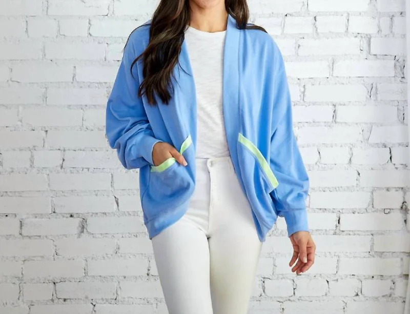 v neck women cardigan to elongate the necklineCoastal Cardigan In Sky Blue