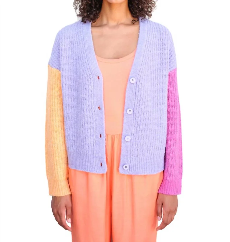 cashmere blend women cardigan for a luxurious feelColorblock Cardigan In Sorbet/lilac/flamingo cashmere blend women cardigan for a luxurious feelColorblock Cardigan In Sorbet/lilac/flamingo