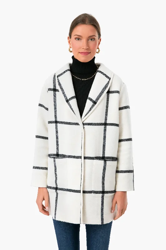 ribbed women cardigan with a classic textureCream/Black Windowpane Liverpool Shawl Collar Cardigan ribbed women cardigan with a classic textureCream/Black Windowpane Liverpool Shawl Collar Cardigan