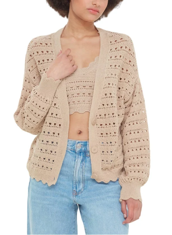 open front women cardigan for easy stylingCrochet Cardigan In Deep Taupe