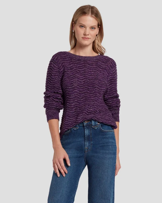Button - Down Women's Shetland Wool Sweaters in Traditional PatternsCross Back Sweater in Violet